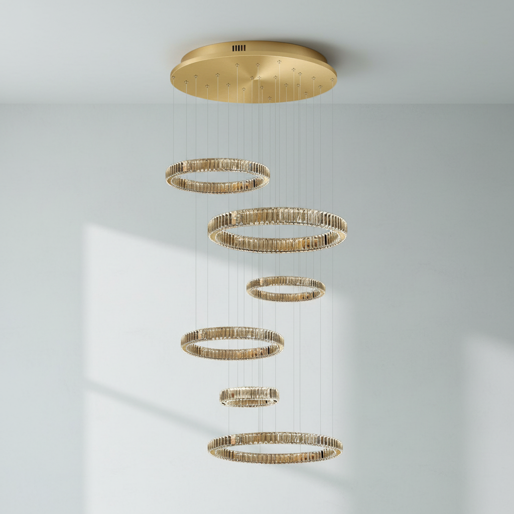 Riviko Radiant Halo Layered Ring Chandelier - Background Shot