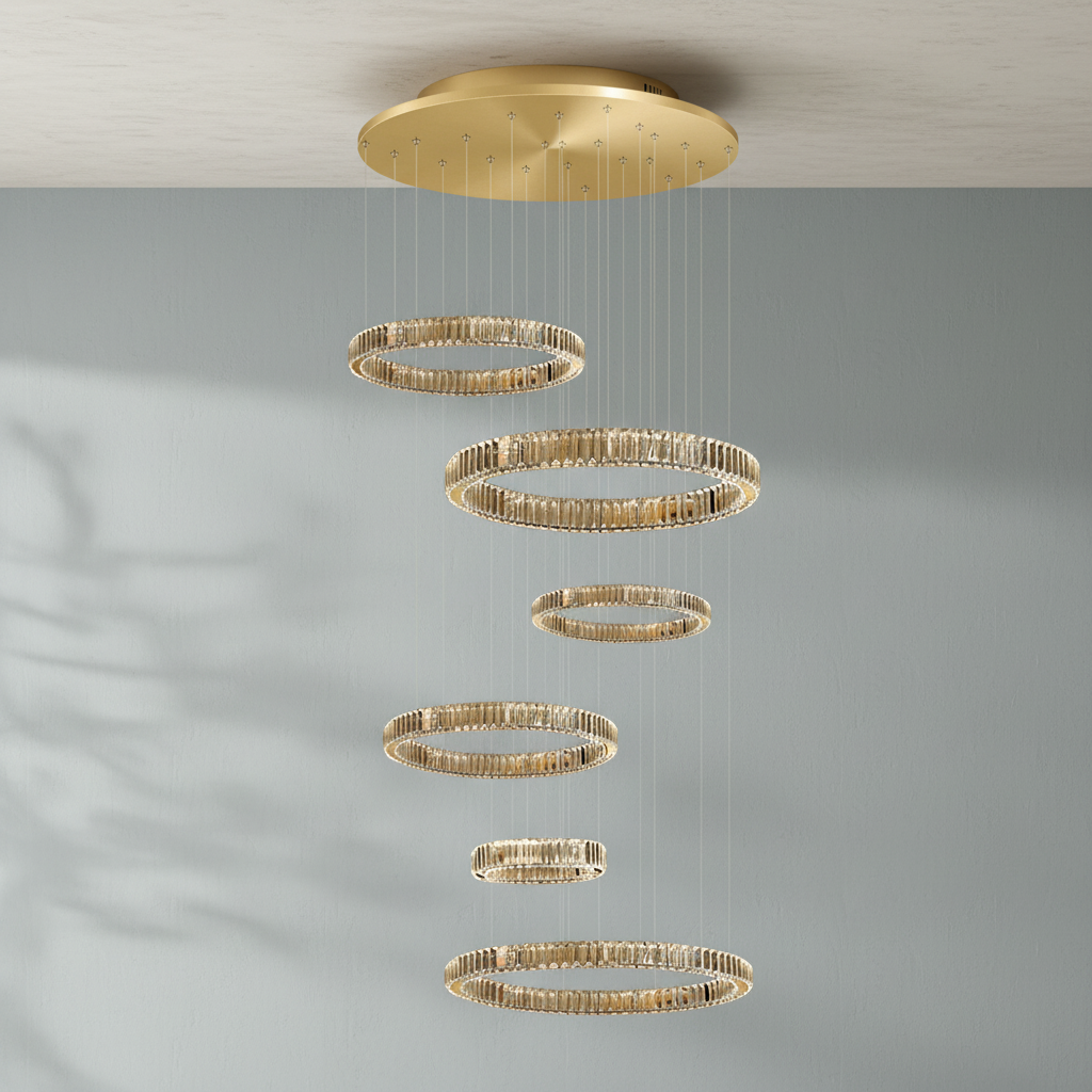 Riviko Radiant Halo Layered Ring Chandelier - Background Shot