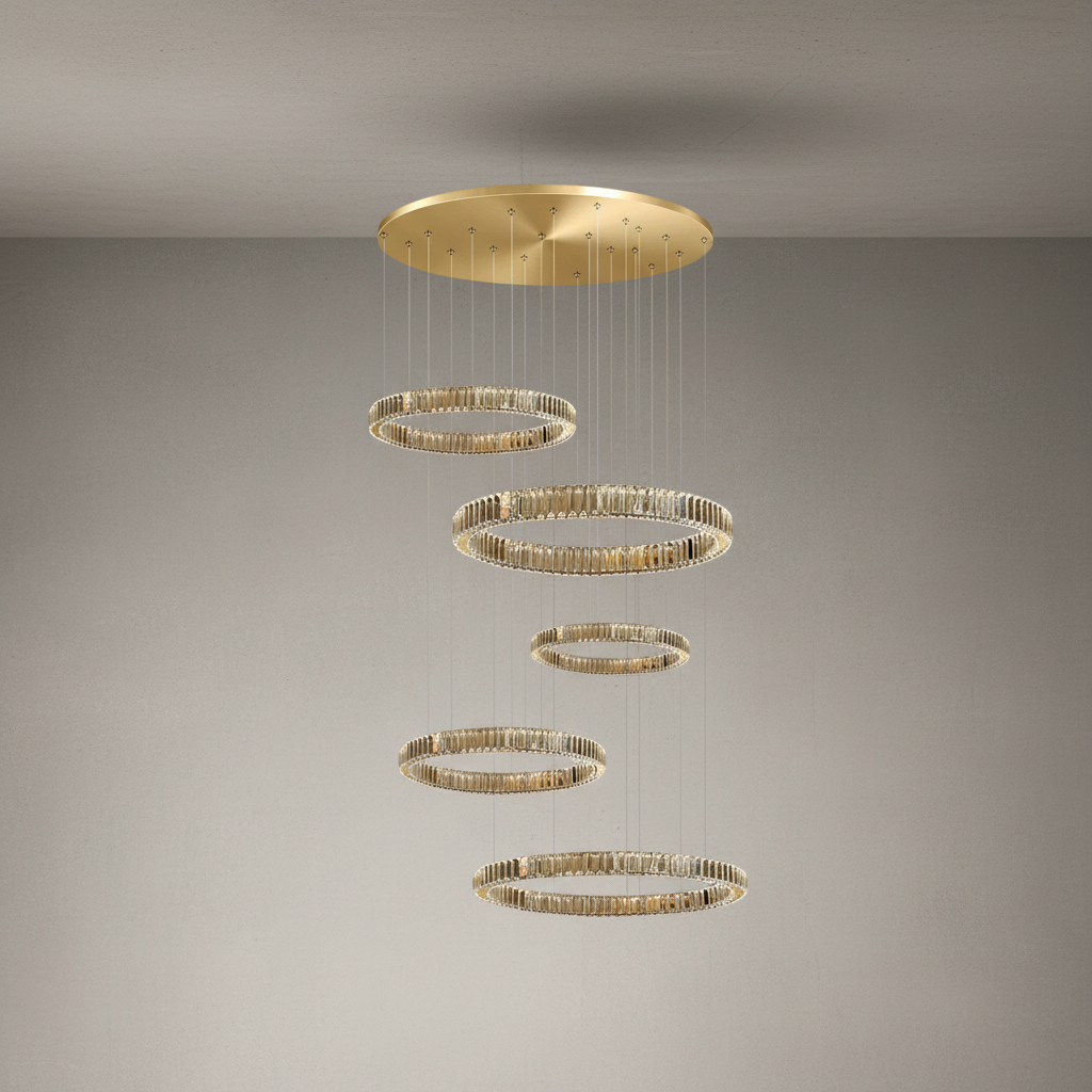 Riviko Radiant Halo Layered Ring Chandelier - Background Shot