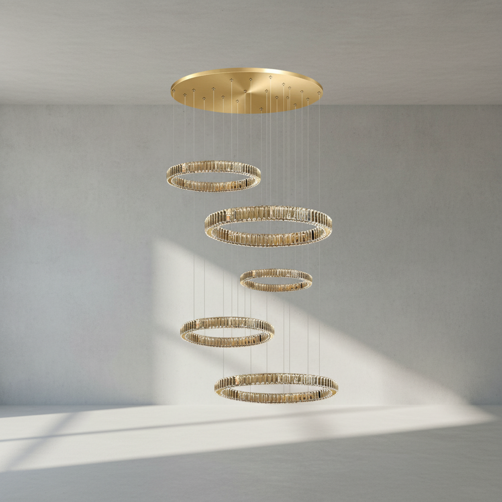 Riviko Radiant Halo Layered Ring Chandelier - Background Shot