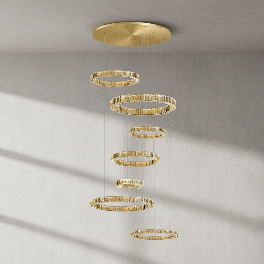 Riviko Radiant Halo Layered Ring Chandelier - Background Shot