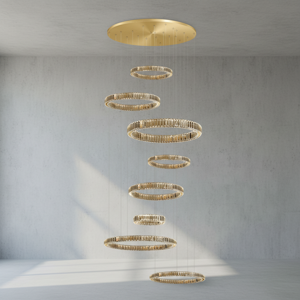 Riviko Radiant Halo Layered Ring Chandelier - Background Shot