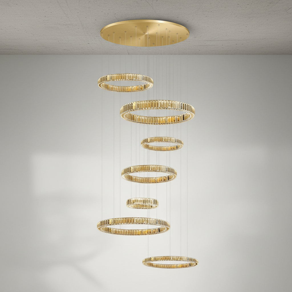 Riviko Radiant Halo Layered Ring Chandelier - Background Shot