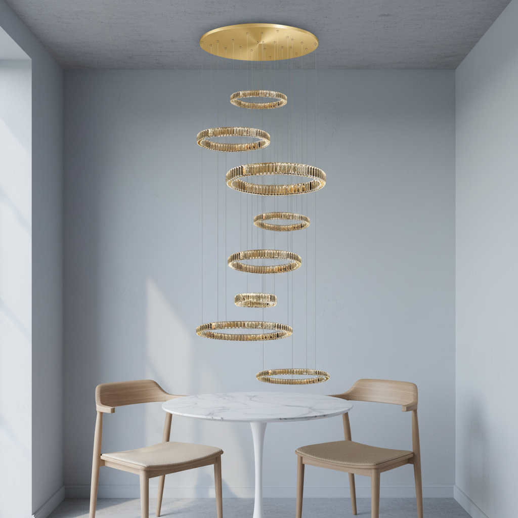 Riviko Radiant Halo Layered Ring Chandelier - Background Shot