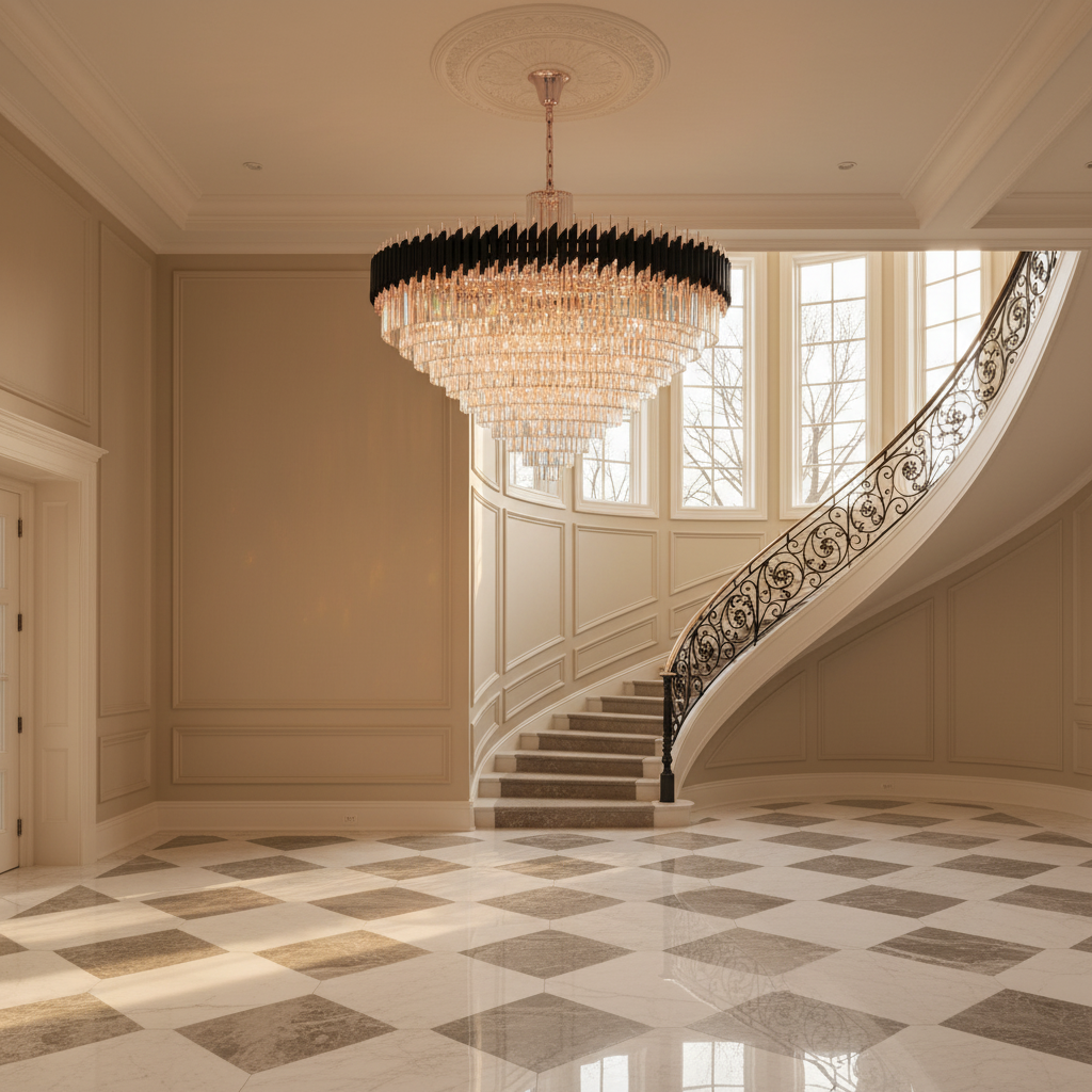 Riviko 60 Inch Luxury Modern Round Crystal Chandelier Lighting for Living Room - grand American estate foyer