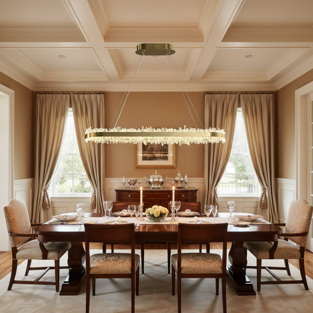 Riviko LG Modern Quartz Crystal Oval Chandelier - American transitional dining room