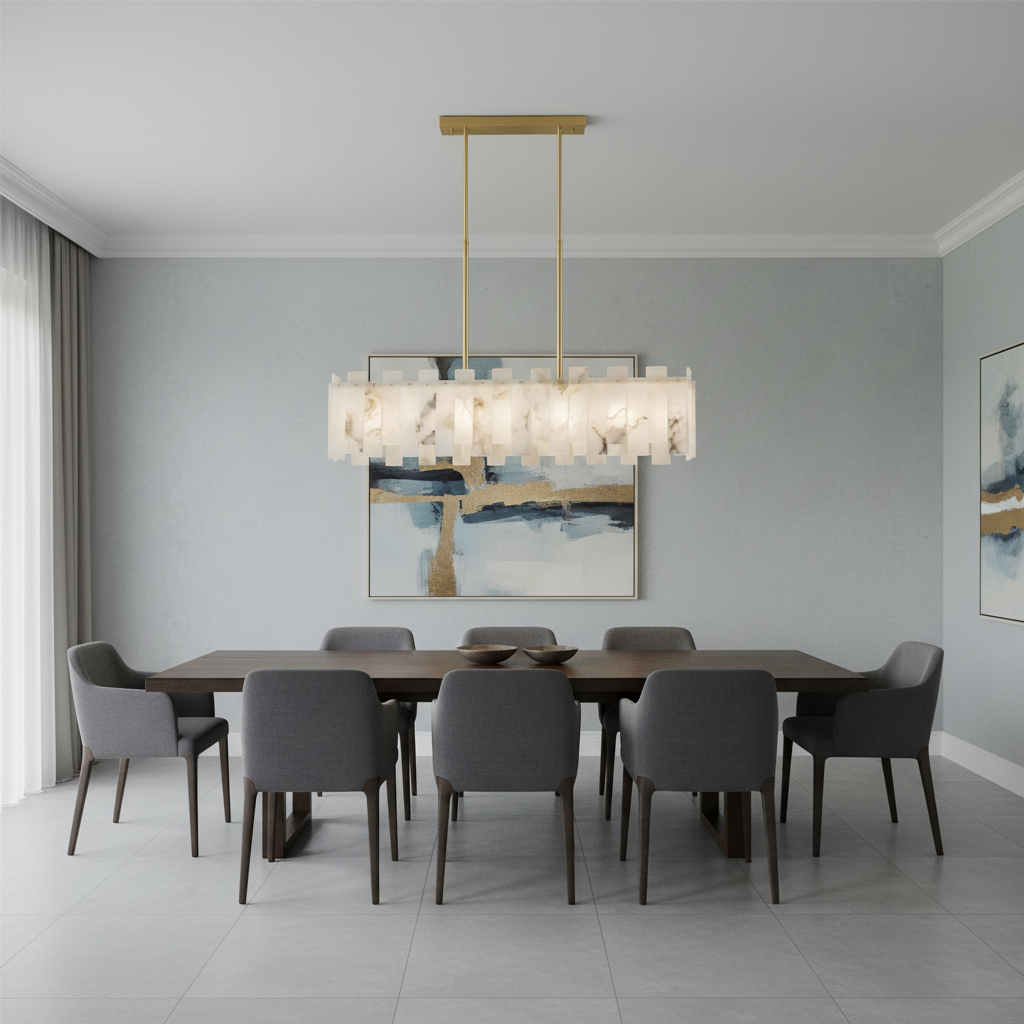 Riviko Alabaster Horizon Linear Chandelier - Background Shot