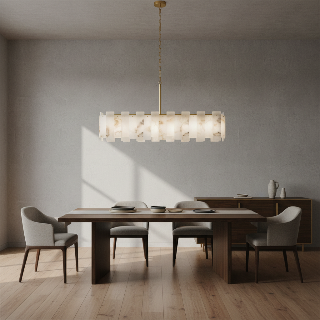 Riviko Alabaster Horizon Linear Chandelier - Background Shot