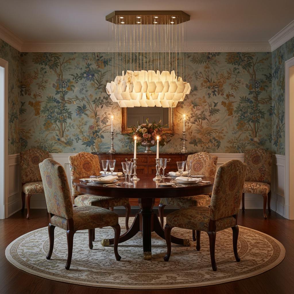 Riviko Alabaster Horizon Modern Chandelier - formal American dining room