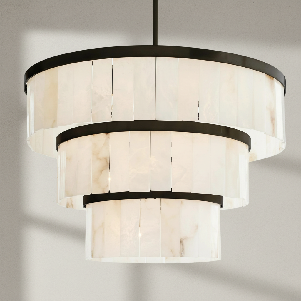 Riviko Alabaster Grand Tiered Chandelier - Background Shot