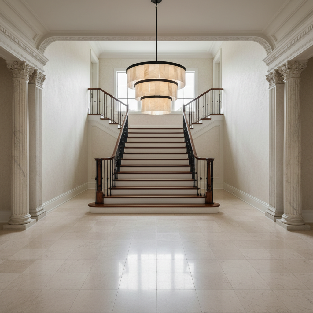 Riviko Alabaster Grand Tiered Chandelier - American estate entrance hall