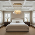 Riviko Alabaster Horizon Modern Chandelier - American master bedroom with coffered ceiling