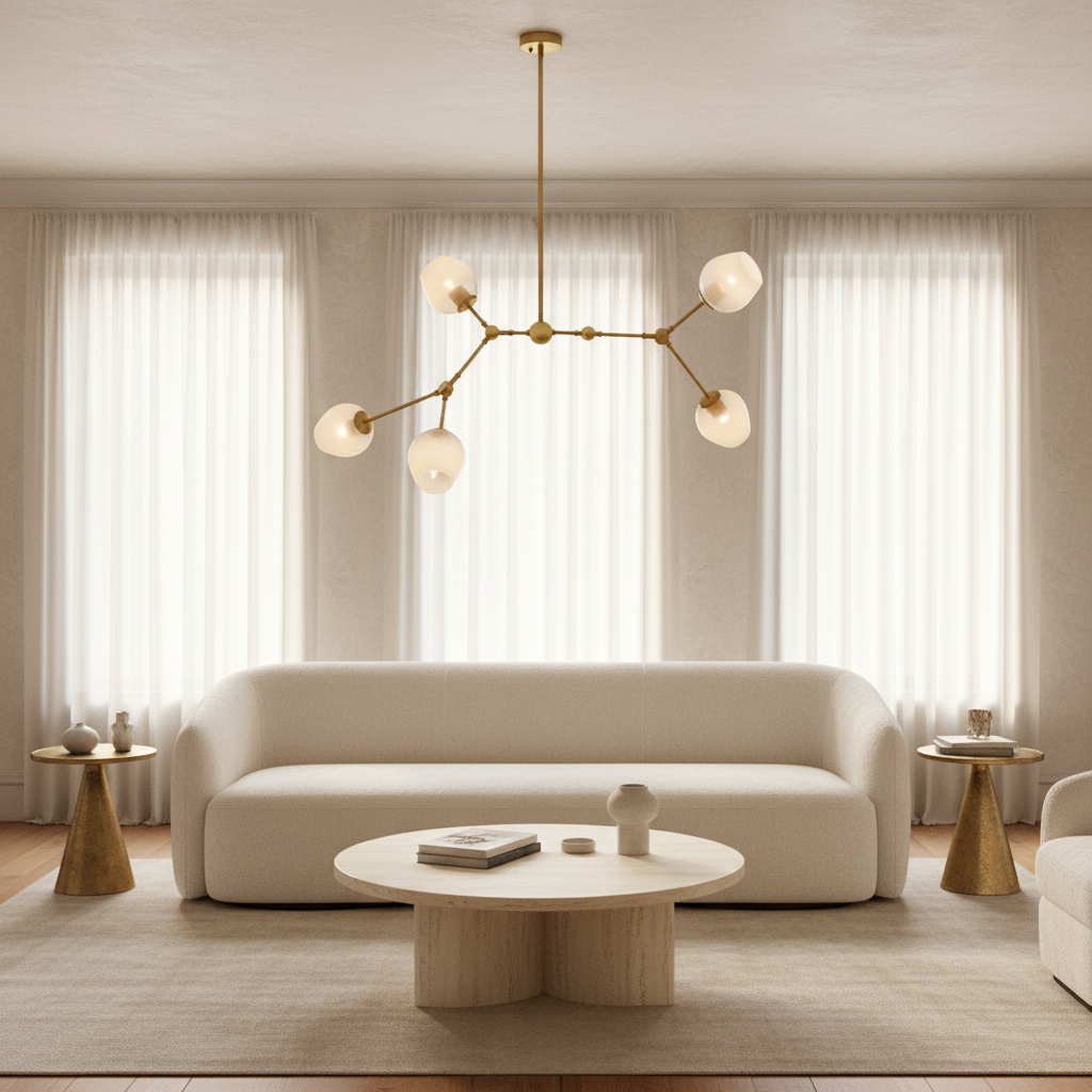 Riviko Aura Grandeur Brass Chandelier 52'' - sophisticated American living room
