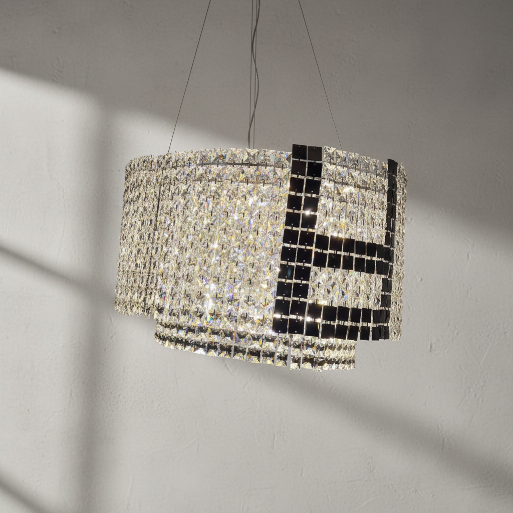 Riviko Radiant Aura Modern Crystal Chandelier - Background Shot