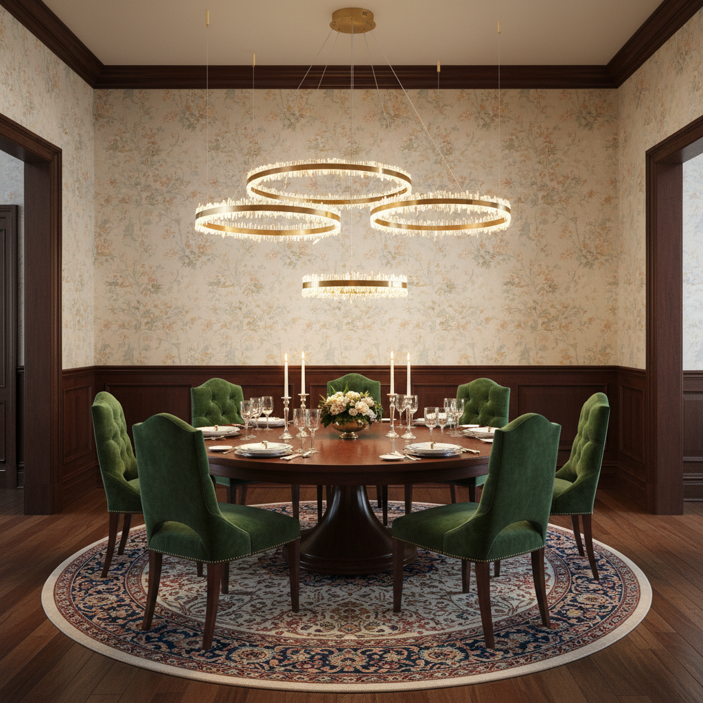 Riviko Aura Quartz Ring Chandelier - formal American dining room