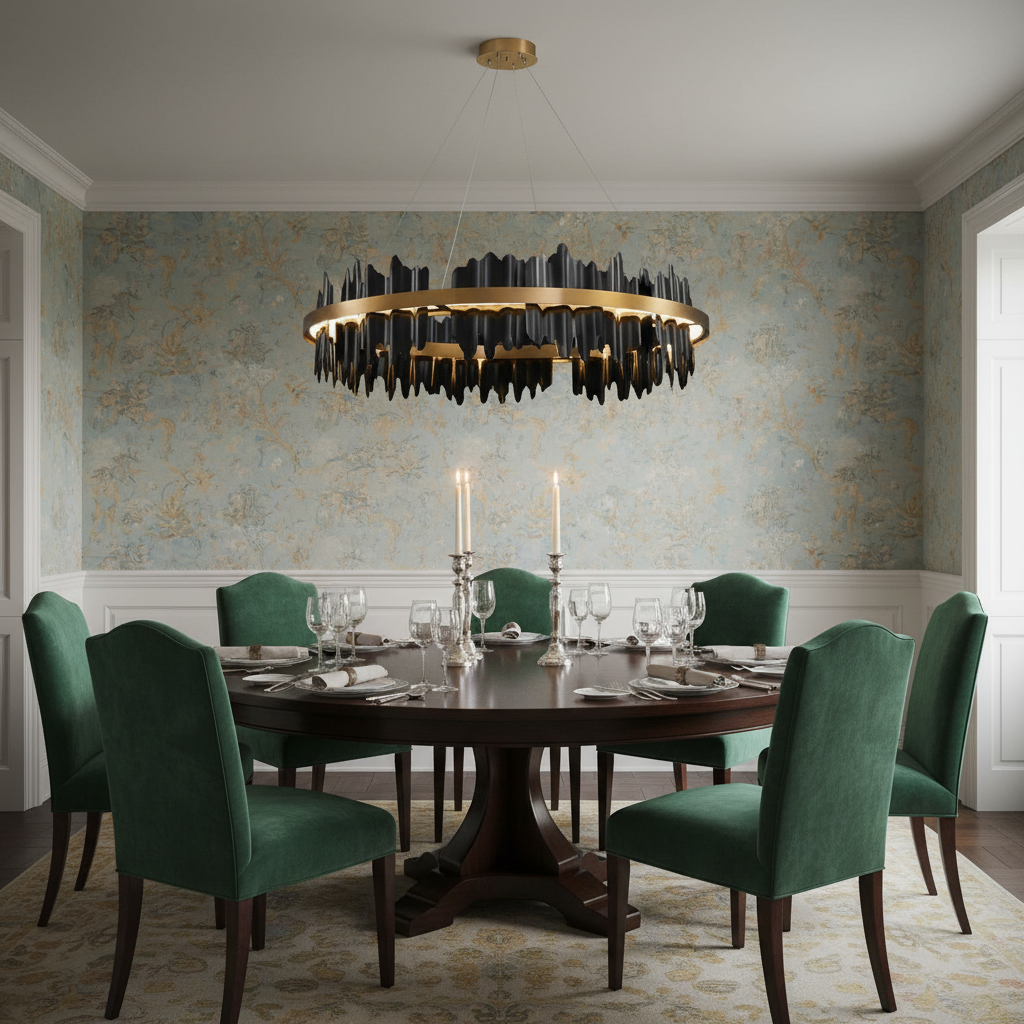 Riviko Radiant Halo Round Chandelier - formal American dining room