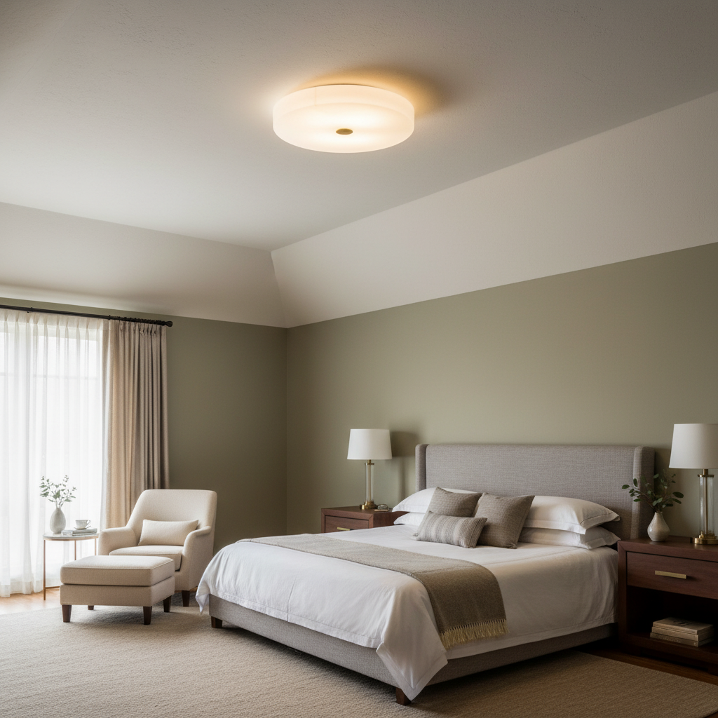 Riviko Alabaster Halo Flush Mount LED Chandelier - American guest bedroom