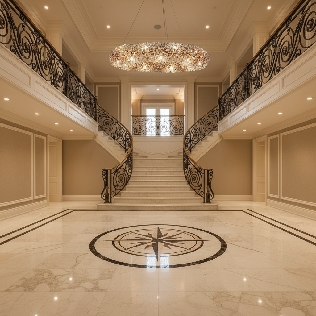 Riviko LG Aleya Crystal Ring Chandelier - grand American foyer with two-story ceiling