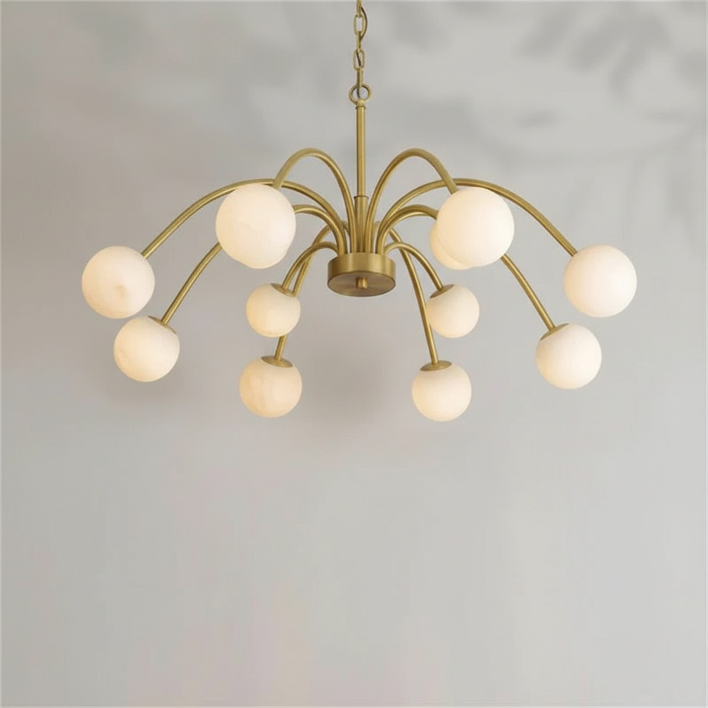Riviko Celestial Bloom Alabaster Radial Chandelier - Background Shot