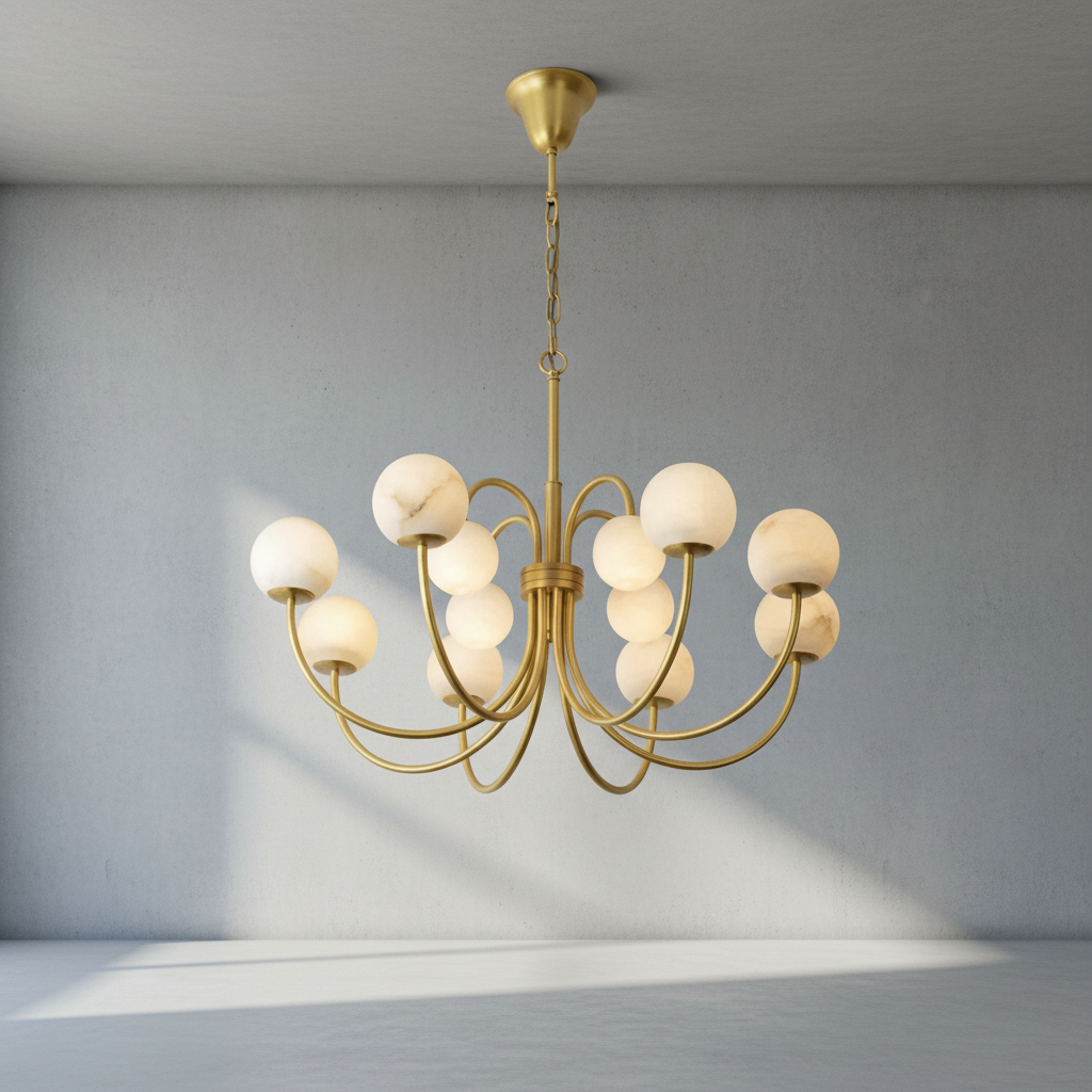 Riviko Celestial Bloom Alabaster Radial Chandelier - Background Shot