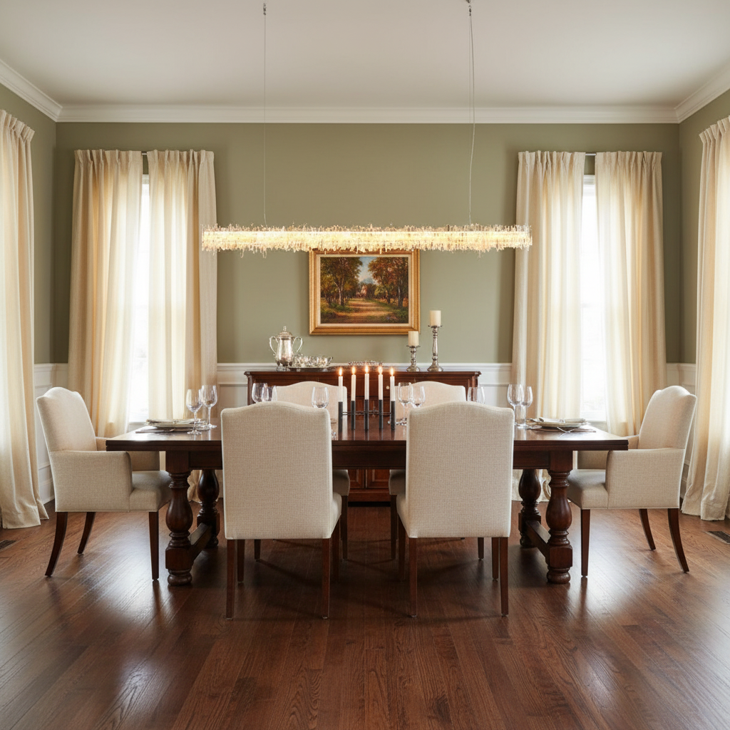 Riviko Radiant Quartz Linear Chandelier - American transitional dining room