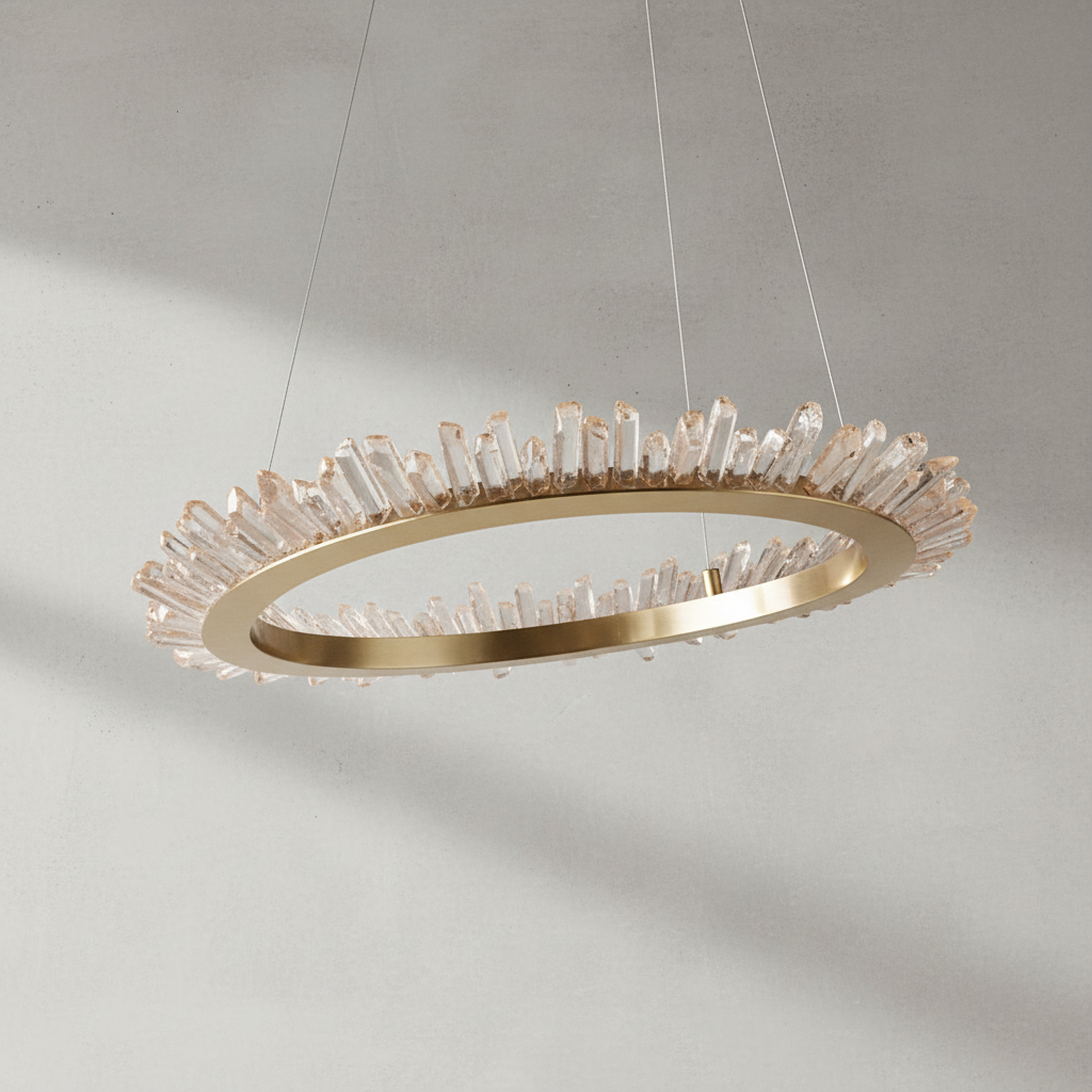 Riviko Radiant Halo Rock Crystal Ring Chandelier - Background Shot