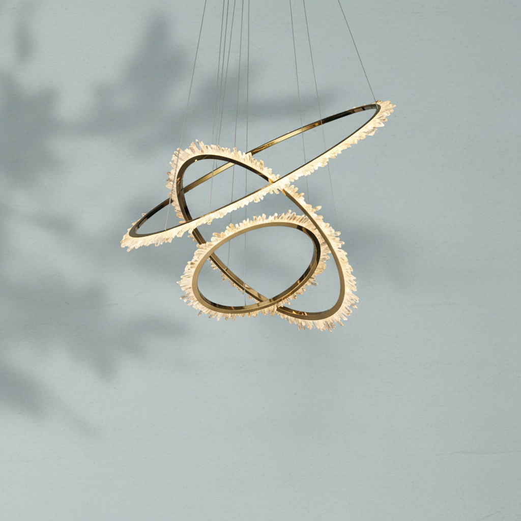 Riviko Radiant Halo Rock Crystal Ring Chandelier - Background Shot