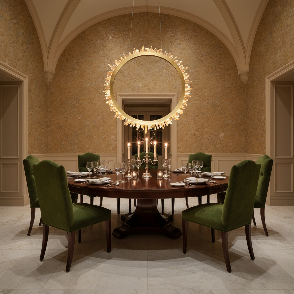 Riviko Radiant Halo Rock Crystal Ring Chandelier - formal American dining room