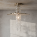 Riviko Radiant Aura Brass Crystal Flushmount Chandelier - Background Shot