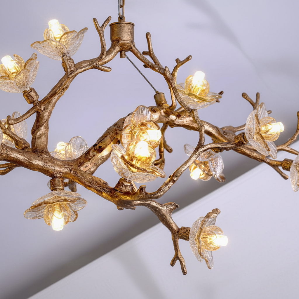 Riviko Verdant Bloom Copper Glass Chandelier - Background Shot