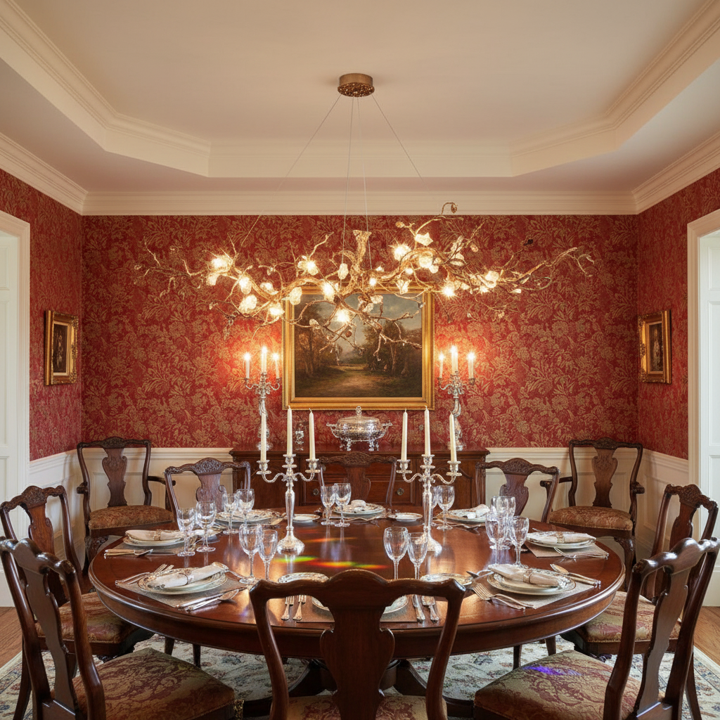 Riviko Verdant Bloom Copper Glass Chandelier - formal American dining room