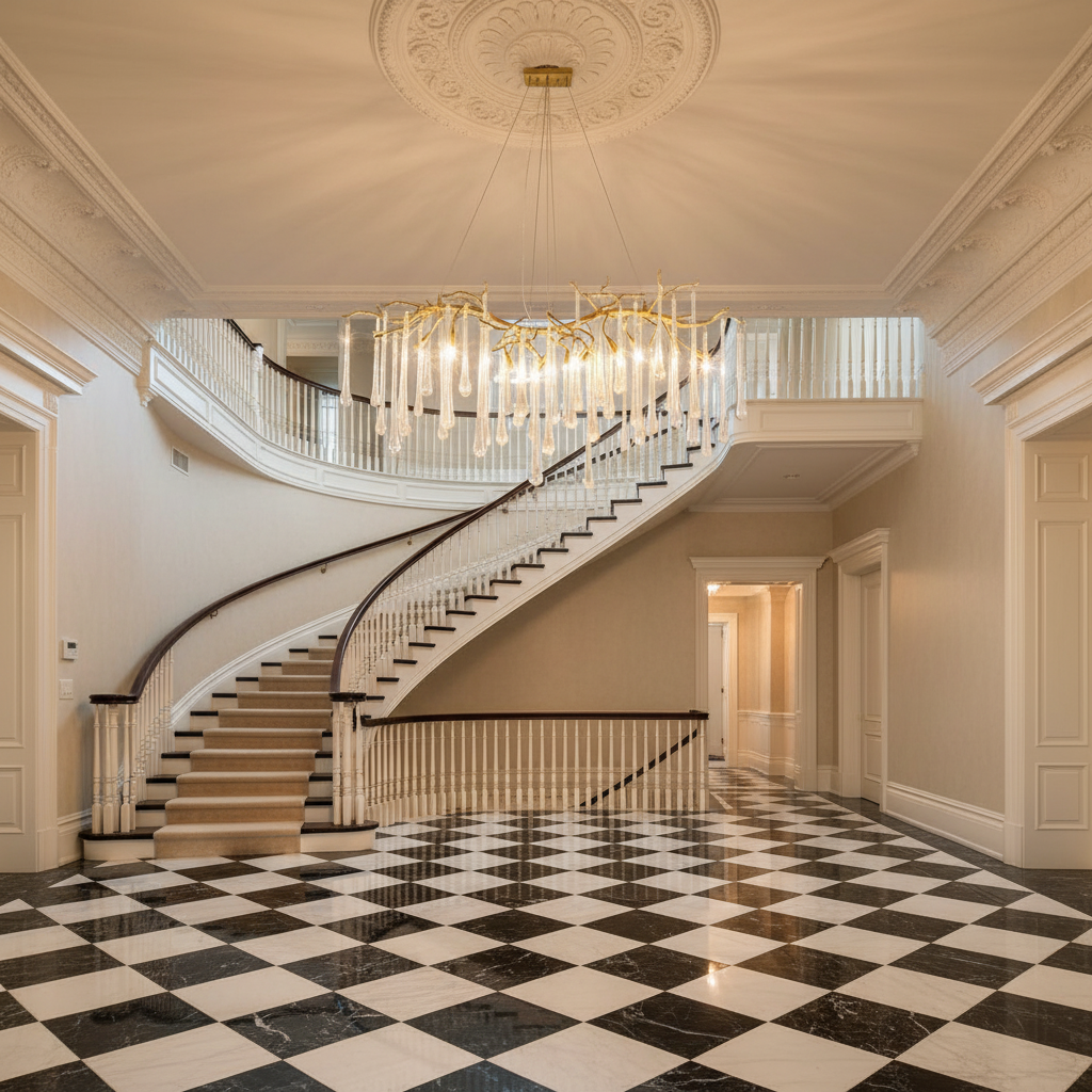 Riviko Veridian Cascade Branch Chandelier - grand American estate foyer