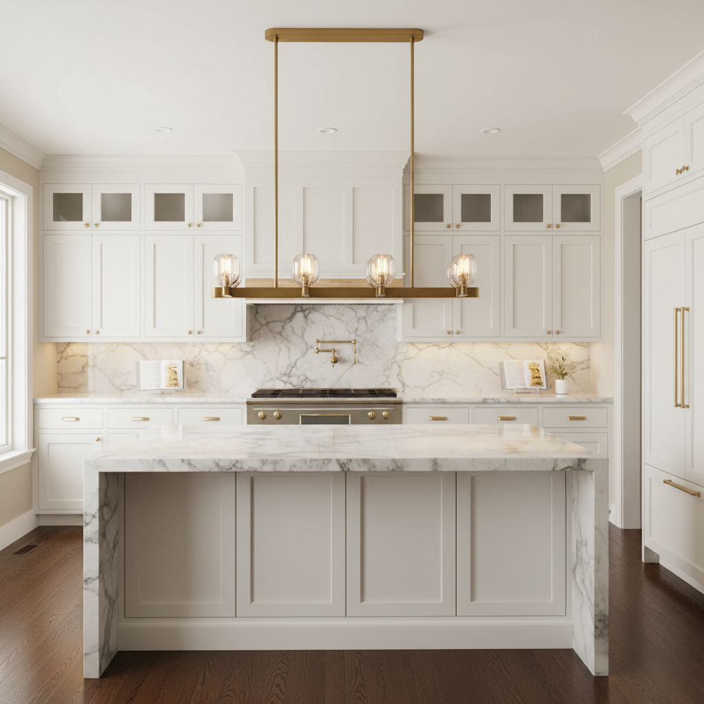 Riviko Radiant Linear 8-Light Chandelier - upscale American kitchen