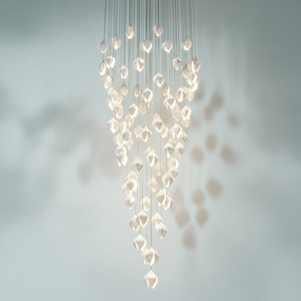 Riviko Porcelain Bloom Cascading Pendant Chandelier - Background Shot