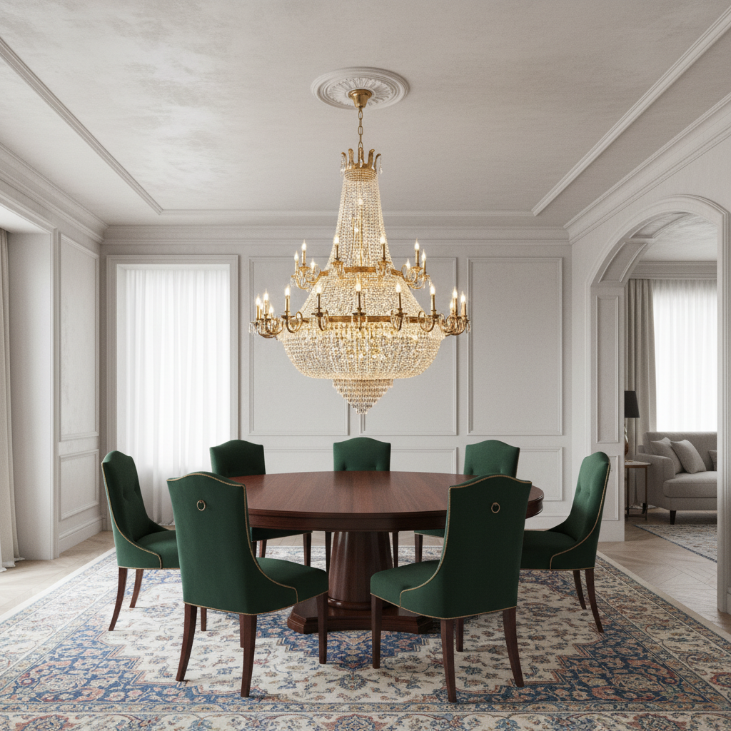 Riviko Grand Lumière Double-Layer Crystal Chandelier - Background Shot