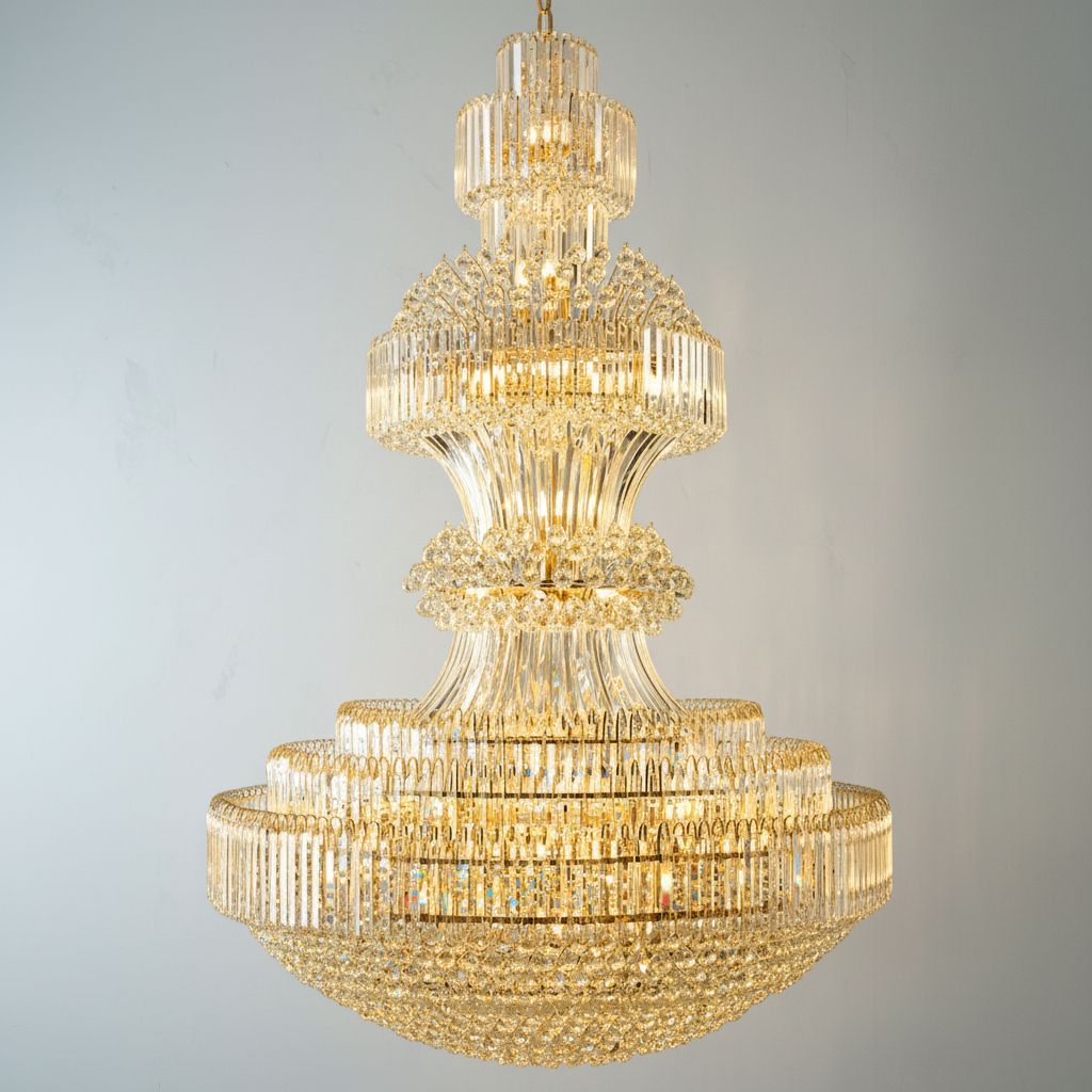 Riviko LG Luxury Round Crystal Chandelier for Foyer and Entryway - Studio Shot