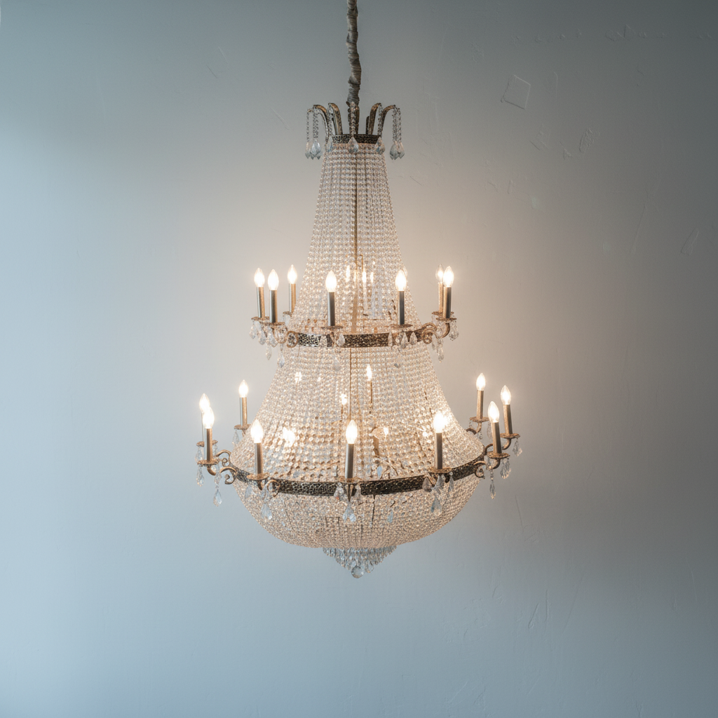 Riviko Oversized Luxury Double-layers Golden French Style Crystal Chandelier for Living/Dinning Room/Foyer/Hallway/Staircase - Studio Shot