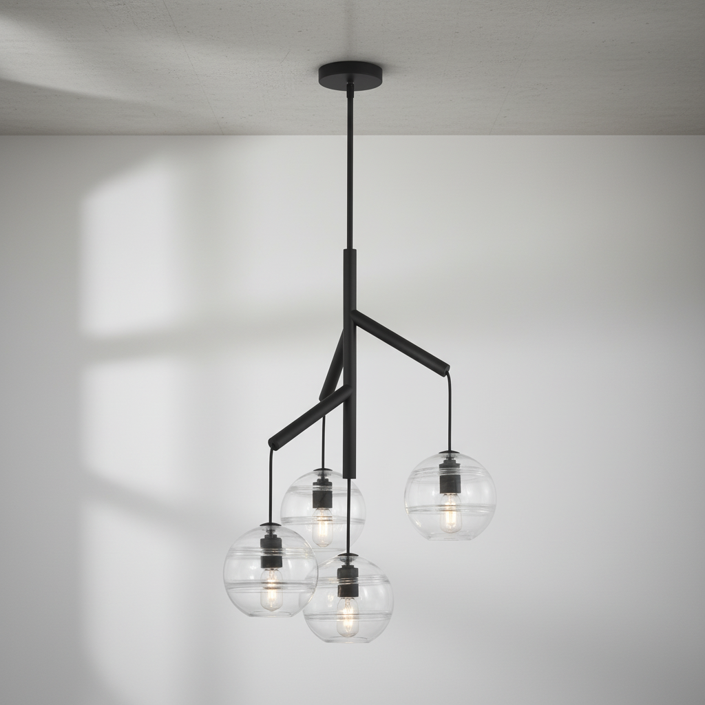 Riviko Veridian Sphere Art Glass Chandelier - Background Shot