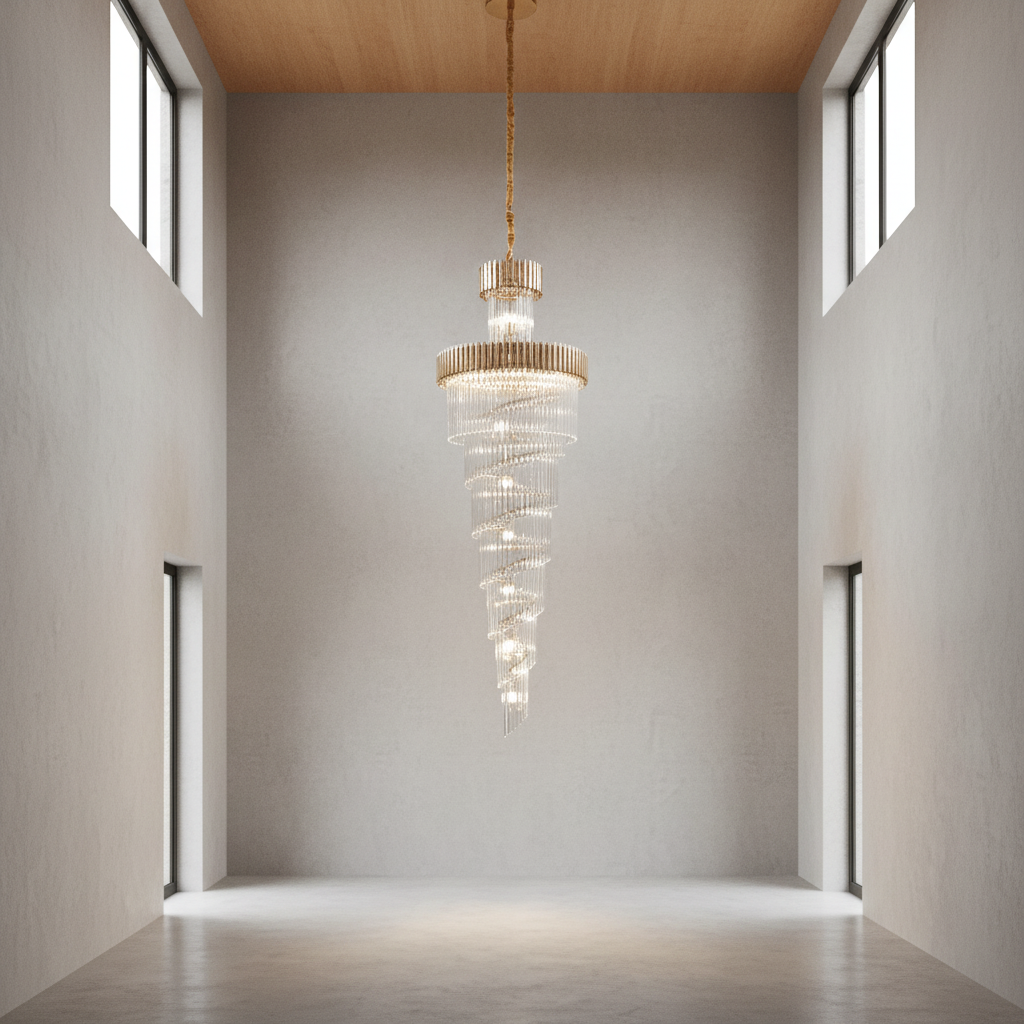 Riviko Grand Spiral Crystal Chandelier - Background Shot