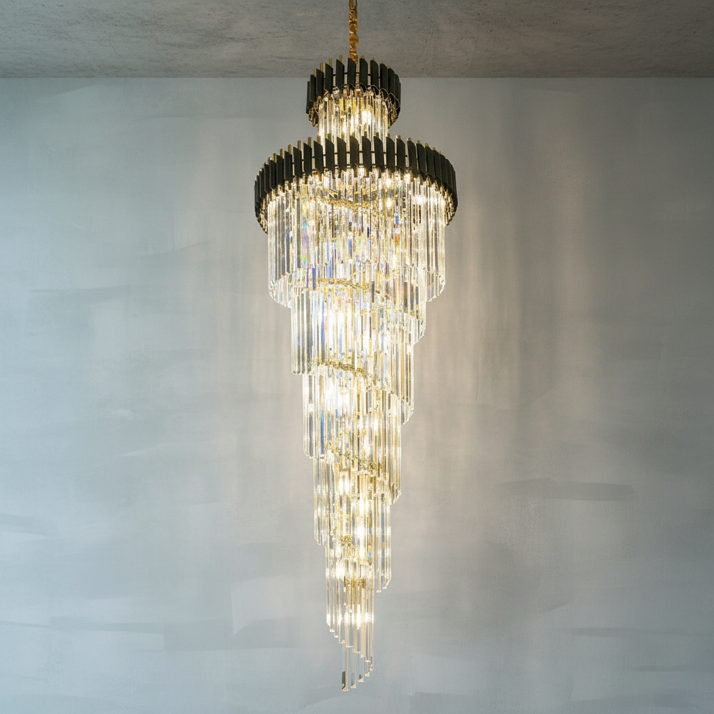 Riviko Grand Spiral Crystal Chandelier - Background Shot