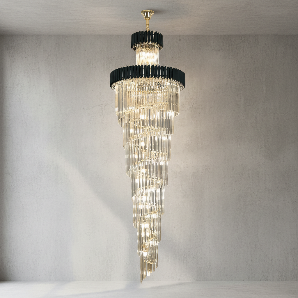Riviko Grand Spiral Crystal Chandelier - Background Shot