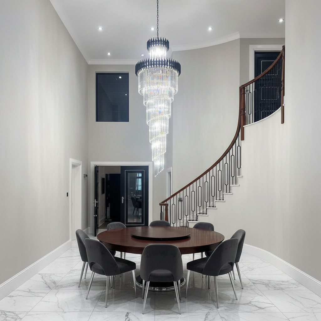 Riviko Grand Spiral Crystal Chandelier - Background Shot