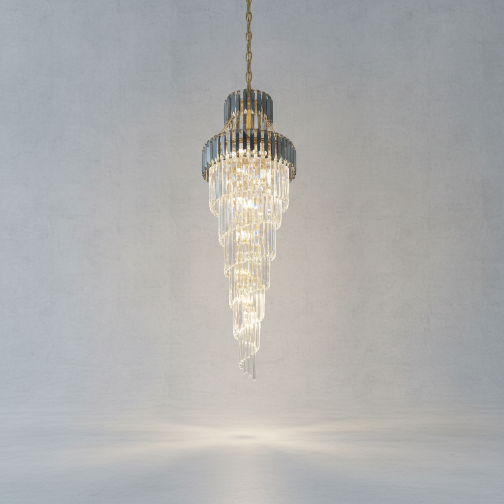Riviko Grand Spiral Crystal Chandelier - Background Shot