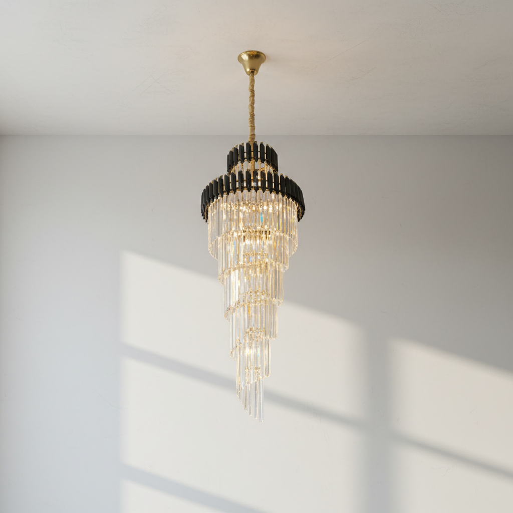 Riviko Grand Spiral Crystal Chandelier - Background Shot