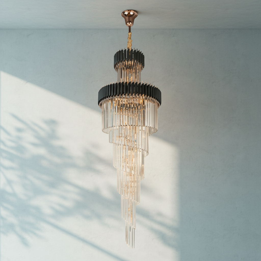 Riviko Grand Spiral Crystal Chandelier - Background Shot