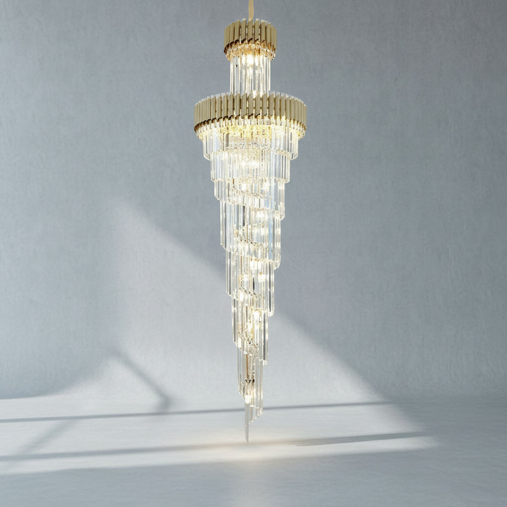 Riviko Grand Spiral Crystal Chandelier - Background Shot