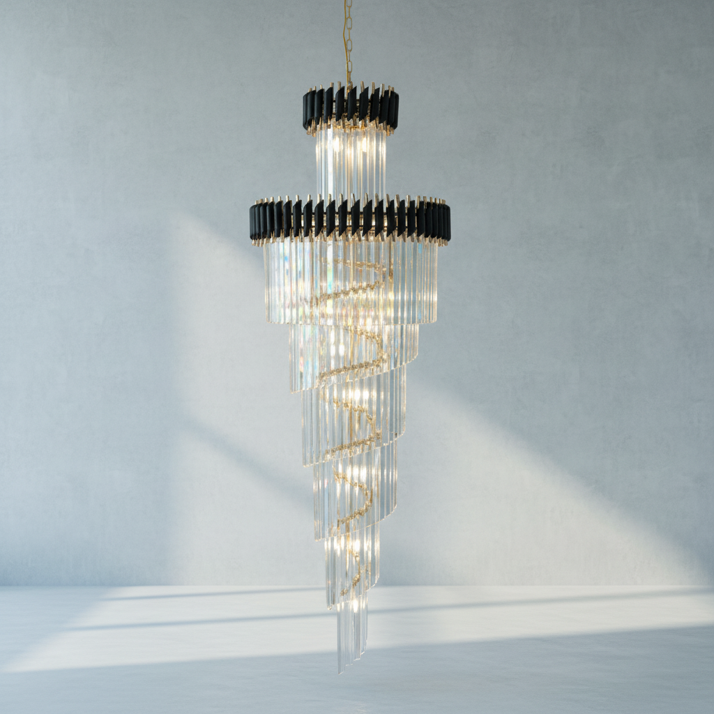 Riviko Grand Spiral Crystal Chandelier - Background Shot