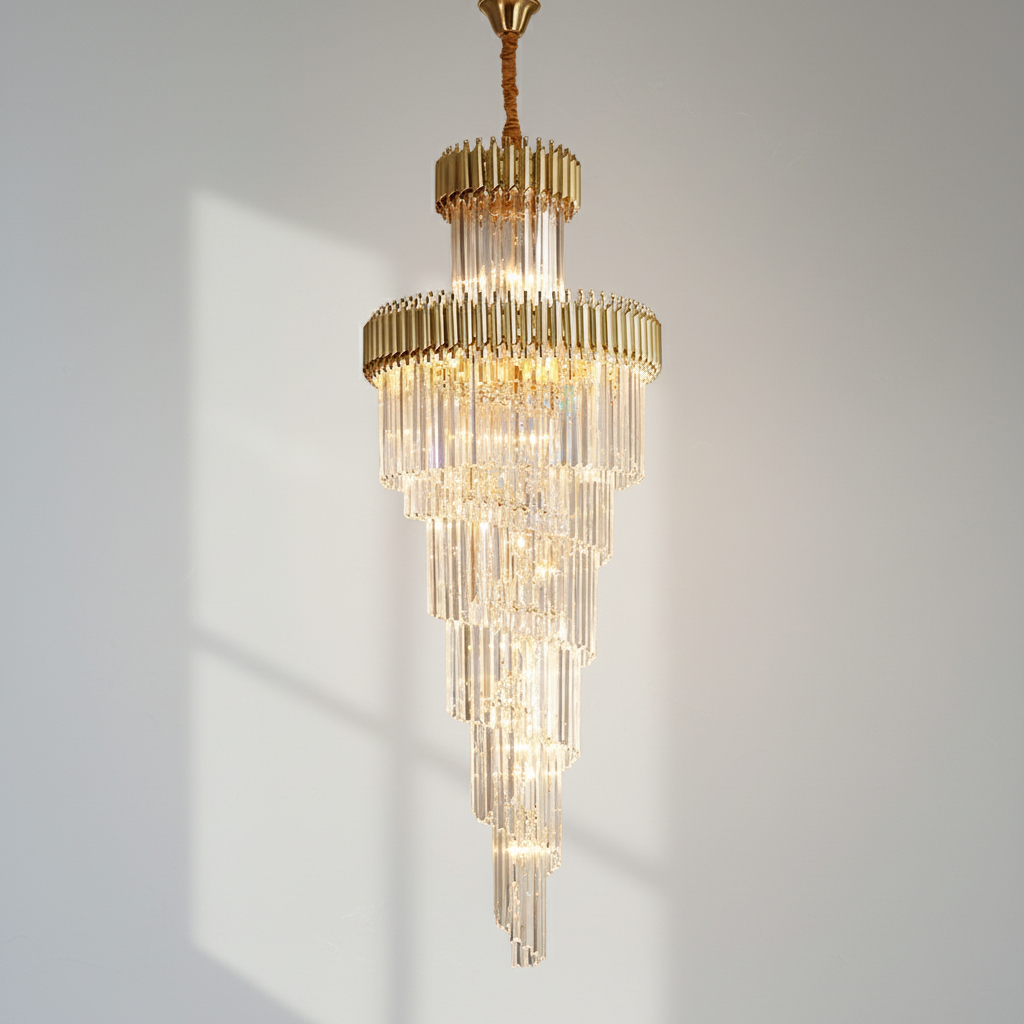 Riviko Grand Spiral Crystal Chandelier - Background Shot
