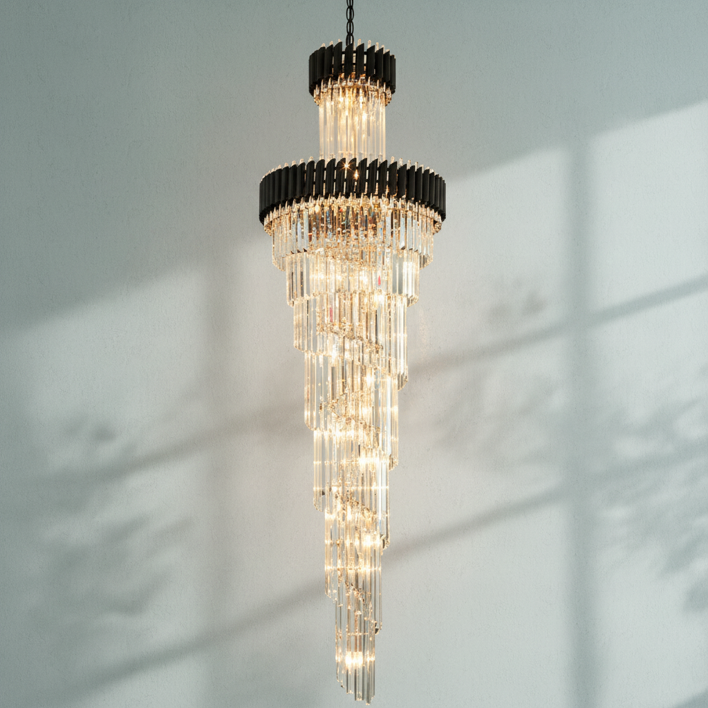Riviko Grand Spiral Crystal Chandelier - Background Shot