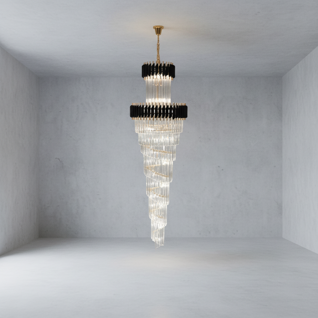 Riviko Grand Spiral Crystal Chandelier - Background Shot